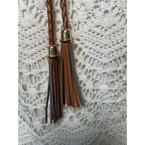 Lace Dress with Lasso Belt! Creamy Lace Short Dress, Lined, Sz 10 - Picture 5 of 7